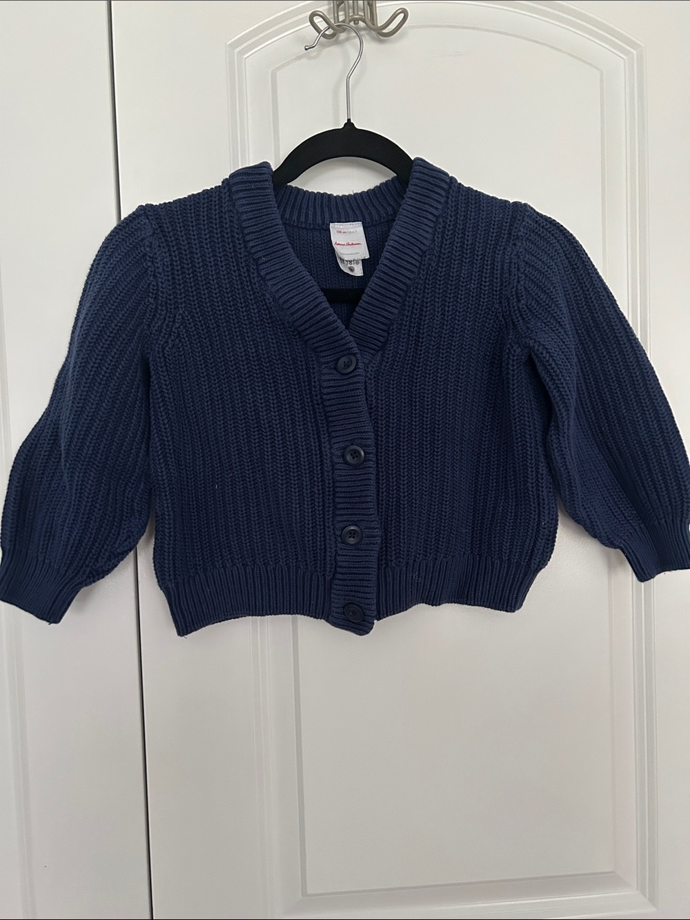 Hanna Andersson Navy Blue Chunky Knit Button Cardigan